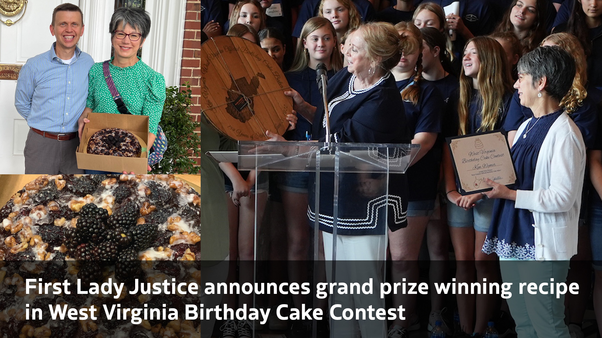 First Lady Justice announces grand prize winning recipe in West Virginia Birthday Cake Contest