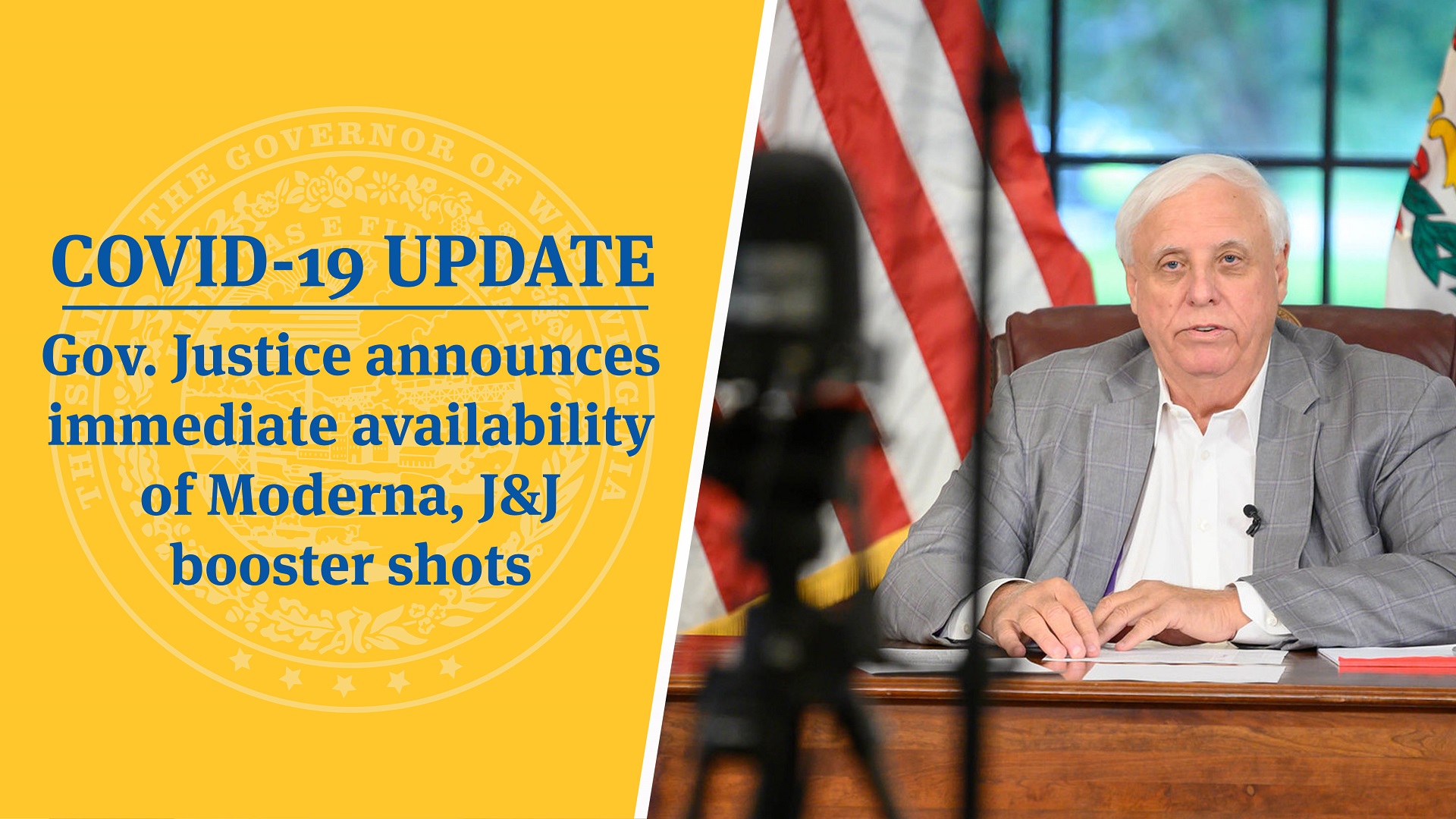 COVID19 UPDATE Gov. Justice announces immediate availability of