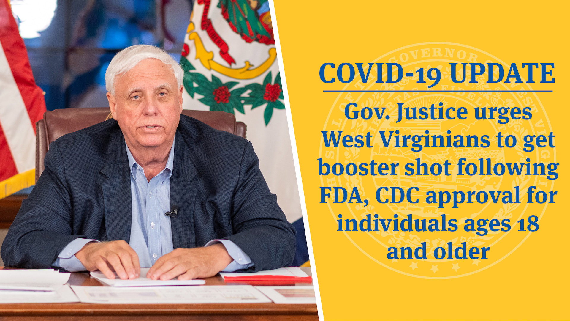 COVID19 UPDATE Gov. Justice urges West Virginians to get booster shot