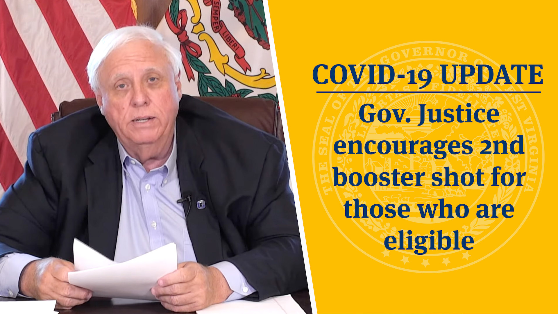 COVID-19 UPDATE: Gov. Justice Encourages 2nd Booster Shot For Those Who ...