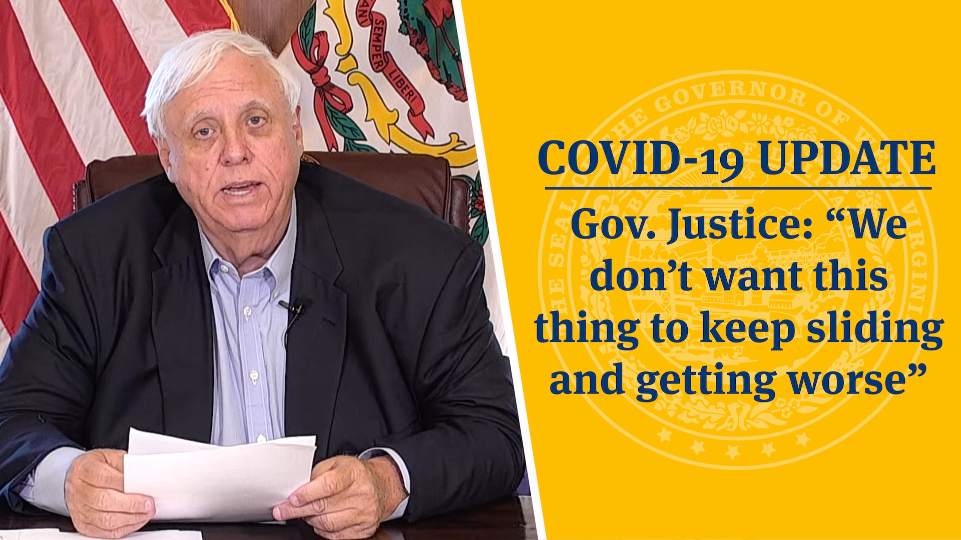 COVID-19 UPDATE: Gov. Justice: “We Don’t Want This Thing To Keep ...