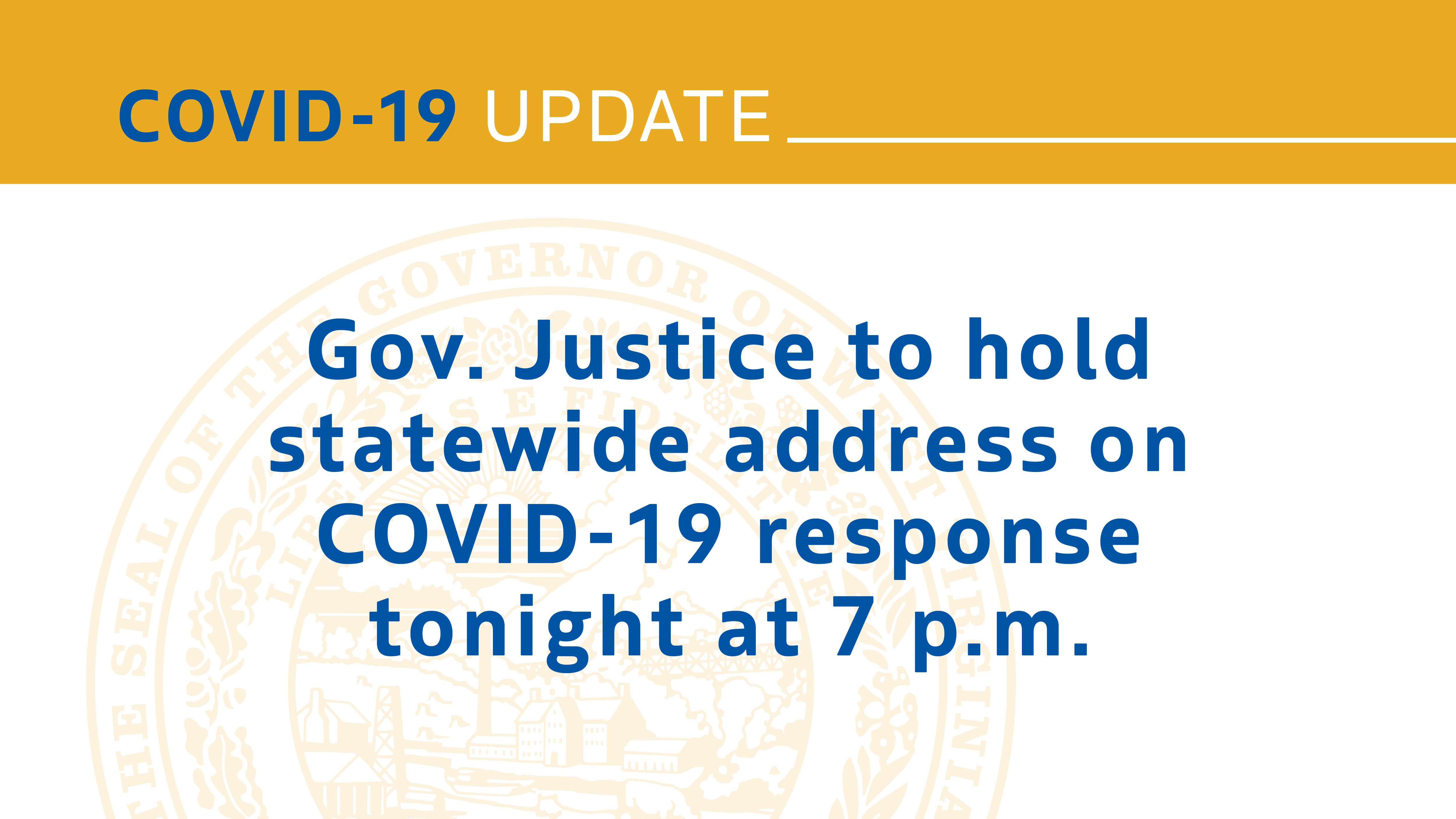 Gov Justice To Hold Statewide Address On Covid 19 Response Tonight At
