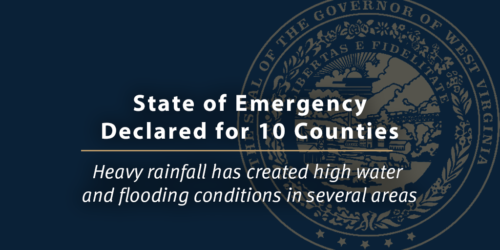 Gov. Justice declares State of Emergency for 10 West Virginia counties